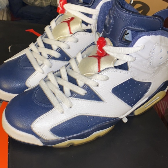 Air Jordan 6retro white/midnight navy blue/red sz9 - Picture 5 of 11